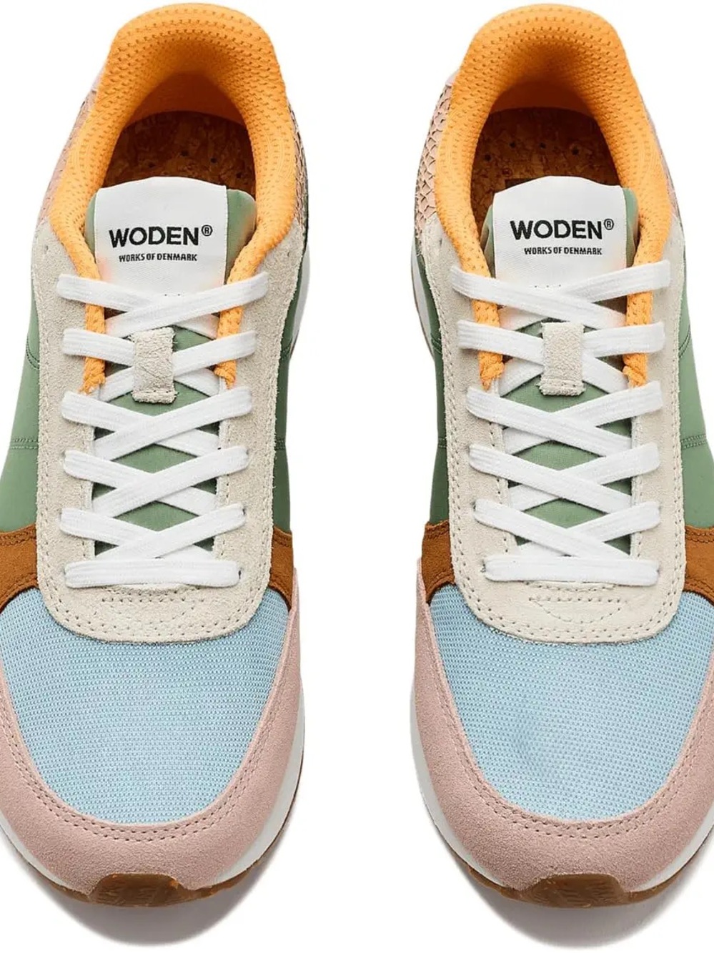 Woden Ronja Women's Retro-Style Green Athletic Sneakers with Multicolor Accents